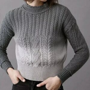 Anthropologie Marci Dip Dyed Cable Knit Sweater Size Small